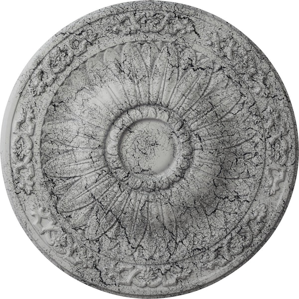 Ekena Millwork Lunel Ceiling Medallion (Fits Canopies up to 3 3/4"), 20 1/4"OD x 1 1/2"P, Ultra Pure White Crackle CM20LUUWC - main
